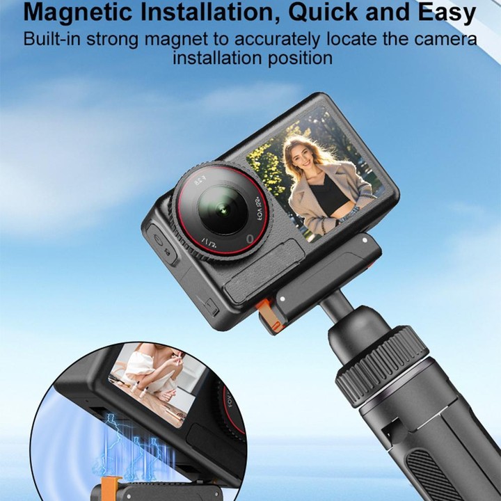 VT-09 Magnetic Handheld Selfie Stick Mini Desktop Telescopic Tripod for DJI Action 6 / 5 Pro / 4 / 3 (Black)