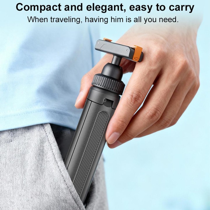 VT-09 Magnetic Handheld Selfie Stick Mini Desktop Telescopic Tripod for DJI Action 6 / 5 Pro / 4 / 3 (Black)