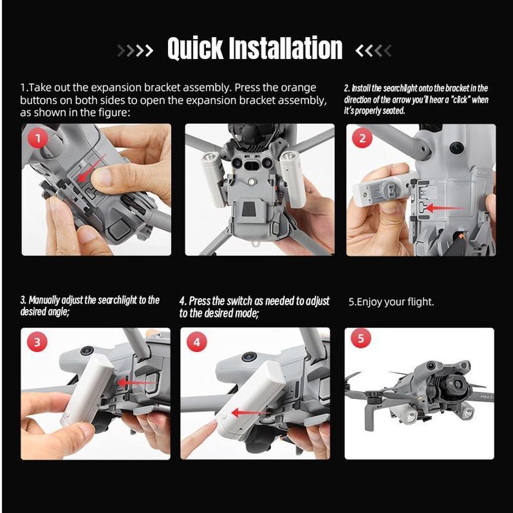 For DJI Mini 5 Pro STARTRC Night Navigation Searchlight LED Flashlight Rechargeable Refill Lighting Signal Light (Grey)