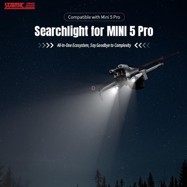 For DJI Mini 5 Pro STARTRC Night Navigation Searchlight LED Flashlight Rechargeable Refill Lighting Signal Light (Grey)