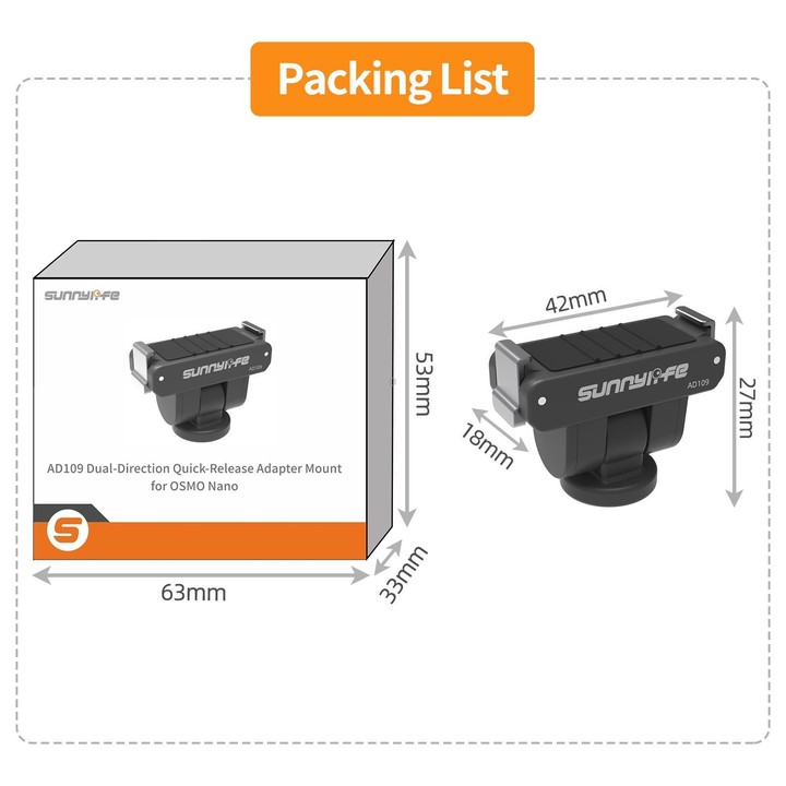 For DJI Osmo 360 Sunnylife Dual-Direction Magnetic Quick Release Adapter Mount (Black)