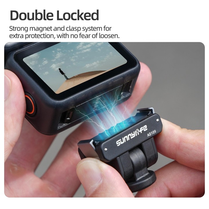 For DJI Osmo 360 Sunnylife Dual-Direction Magnetic Quick Release Adapter Mount (Black)