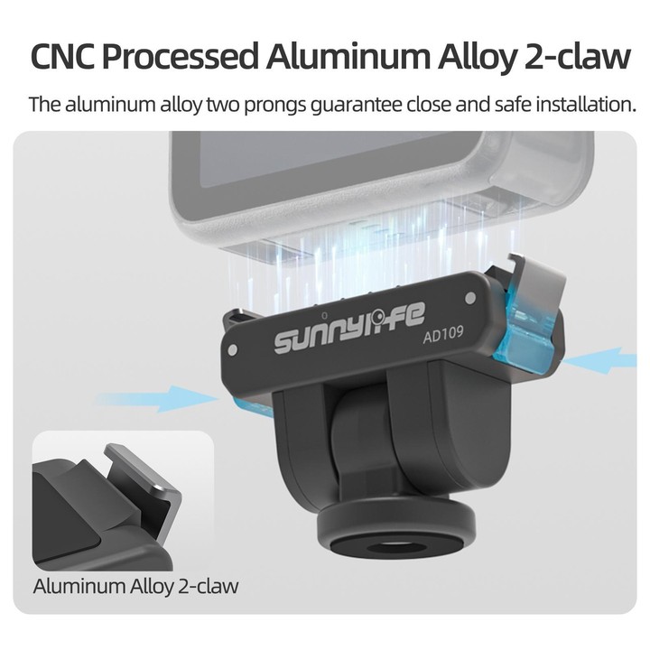For DJI Osmo 360 Sunnylife Dual-Direction Magnetic Quick Release Adapter Mount (Black)