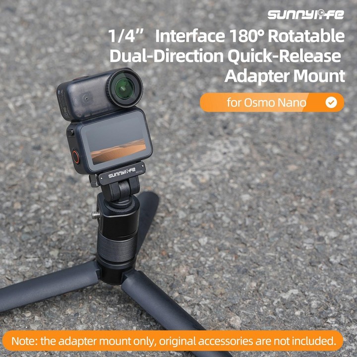 For DJI Osmo 360 Sunnylife Dual-Direction Magnetic Quick Release Adapter Mount (Black)