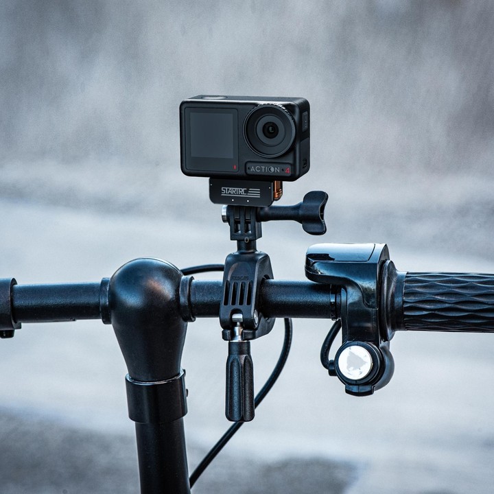 For DJI Osmo Action 5 Pro / 4 / 3 STARTRC Metal Quick Adapter Magnetic Foldable Extension Bracket (Black+Orange)