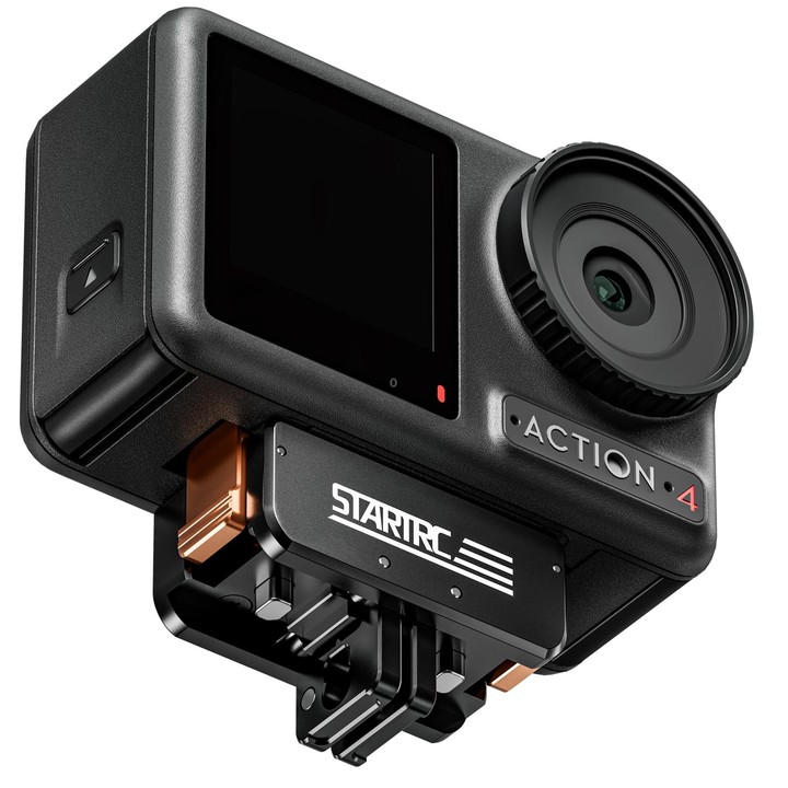 For DJI Osmo Action 5 Pro / 4 / 3 STARTRC Metal Quick Adapter Magnetic Foldable Extension Bracket (Black+Orange)