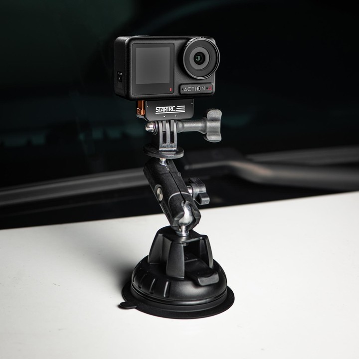 For DJI Osmo Action 5 Pro / 4 / 3 STARTRC Metal Quick Adapter Magnetic Foldable Extension Bracket (Black+Orange)