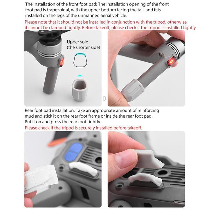 For DJI Mavic Air 2S BRDRC Drone Legs Feet Cover Protective Pad Dust-proof Cover (Grey)