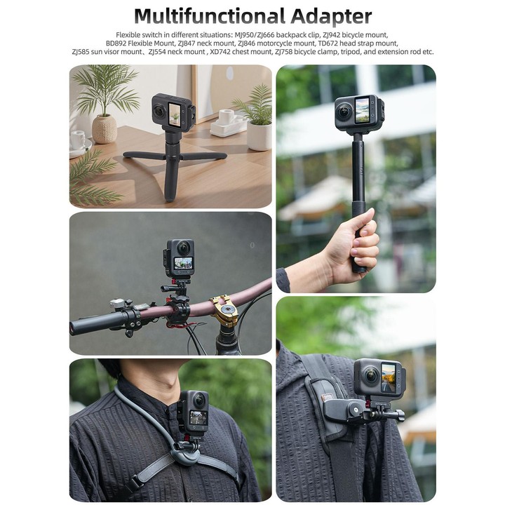 For DJI Osmo 360 Sunnylife Metal L-Type Vertical-Horizontal Mount with Magnetic Adapter Quick Release Mount Adapter Stand (Black