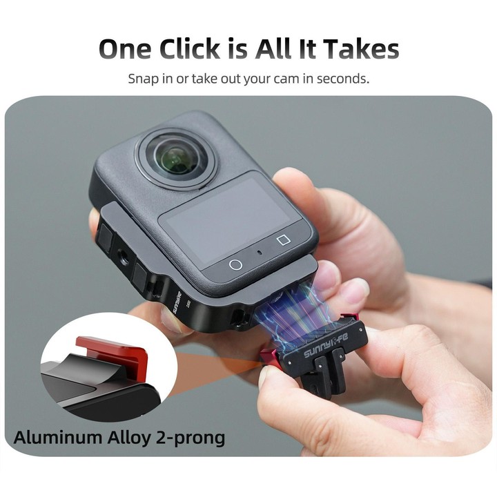 For DJI Osmo 360 Sunnylife Metal L-Type Vertical-Horizontal Mount with Magnetic Adapter Quick Release Mount Adapter Stand (Black