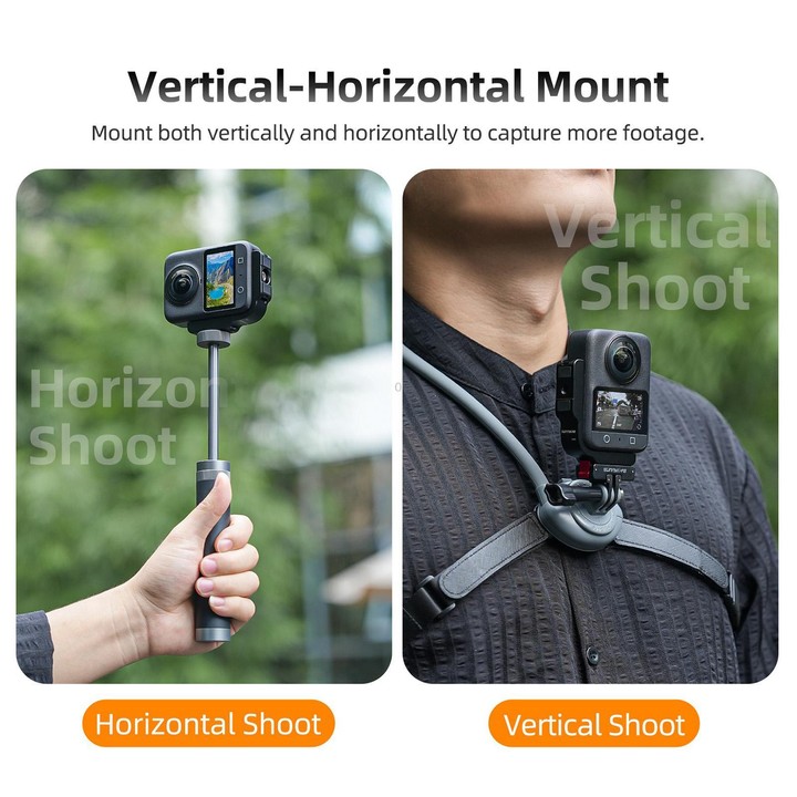 For DJI Osmo 360 Sunnylife Metal L-Type Vertical-Horizontal Mount with Magnetic Adapter Quick Release Mount Adapter Stand (Black