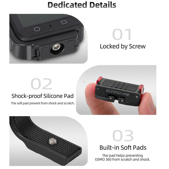 For DJI Osmo 360 Sunnylife Metal L-Type Vertical-Horizontal Mount with Magnetic Adapter Quick Release Mount Adapter Stand (Black
