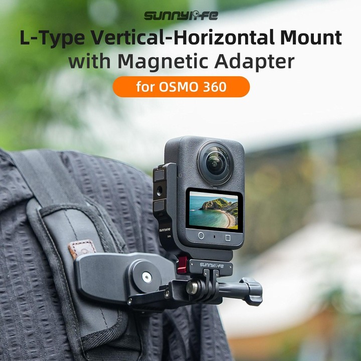 For DJI Osmo 360 Sunnylife Metal L-Type Vertical-Horizontal Mount with Magnetic Adapter Quick Release Mount Adapter Stand (Black