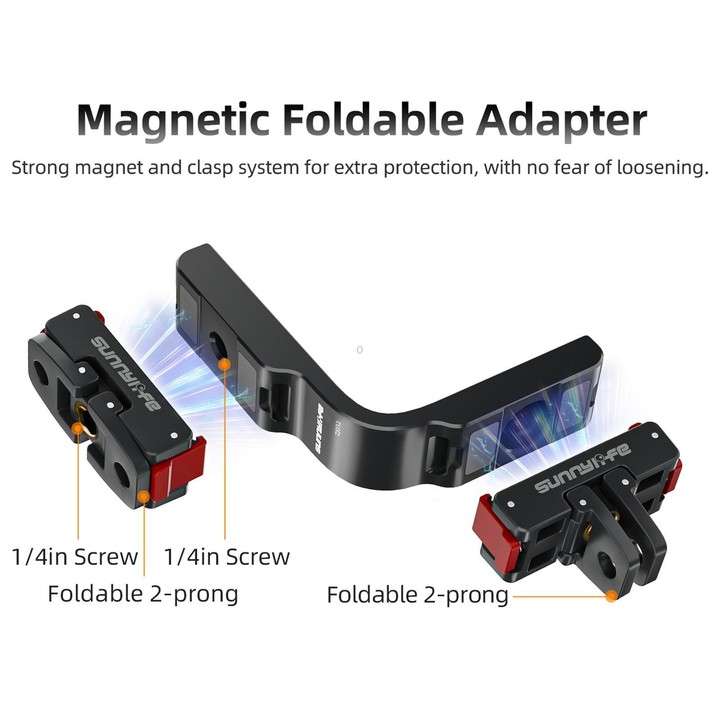 For DJI Osmo 360 Sunnylife Metal L-Type Vertical-Horizontal Mount with Magnetic Adapter Quick Release Mount Adapter Stand (Black