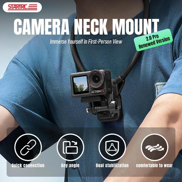 STARTRC Lazy Neck Bracket V3 POV View Mount with Chest Strap (Black)