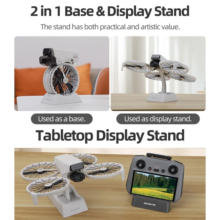 For DJI Flip Sunnylife 2 in 1 Desktop Display Stand Drone Base Mount Exhibition Base Bracket (Grey)