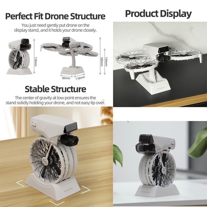 For DJI Flip Sunnylife 2 in 1 Desktop Display Stand Drone Base Mount Exhibition Base Bracket (Grey)