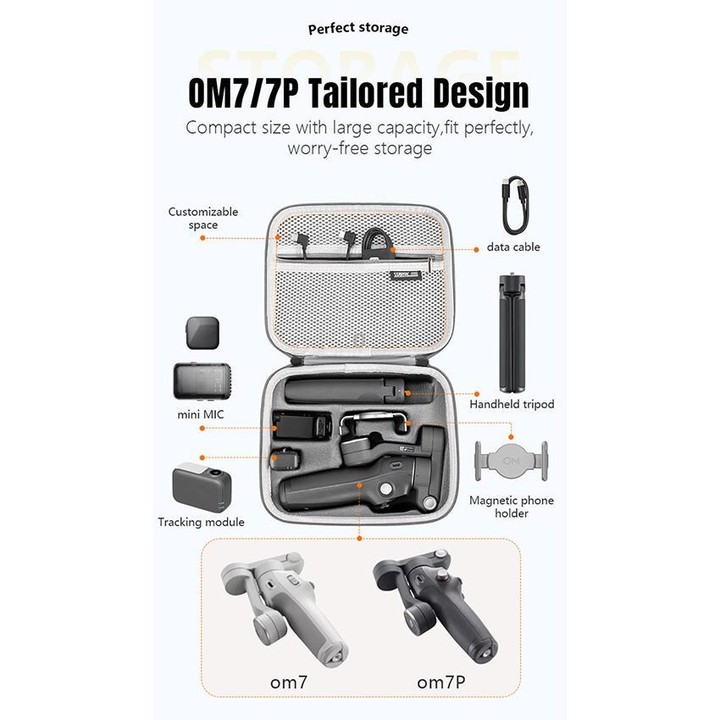 For DJI Osmo Mobile 7 / 7P / 8 STARTRC Portable Shockproof Waterproof PU Case Bag (Grey)