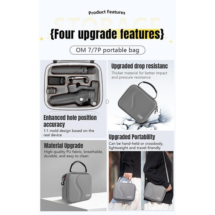 For DJI Osmo Mobile 7 / 7P / 8 STARTRC Portable Shockproof Waterproof PU Case Bag (Grey)