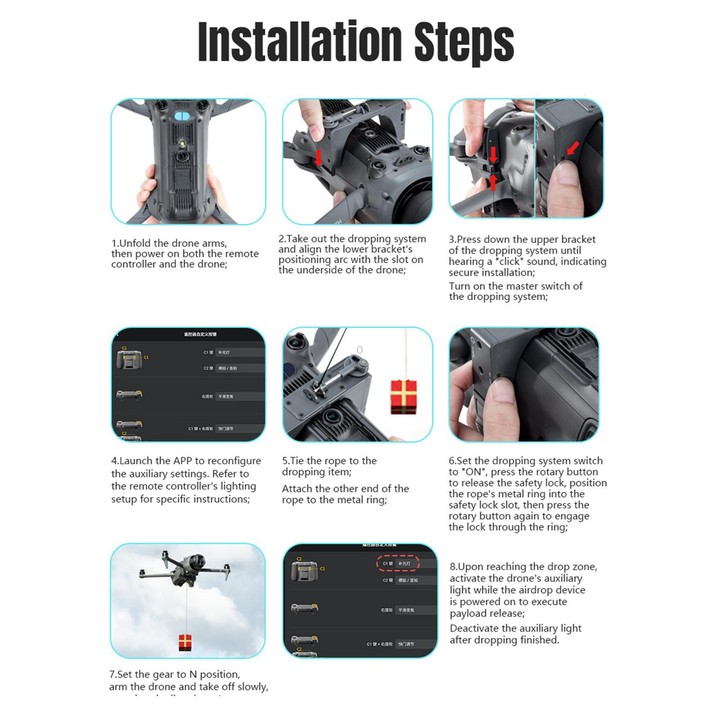 For DJI Mavic 4 Pro STARTRC Air-Dropping System Thrower Parabolic with Expansion Bracket (Black)