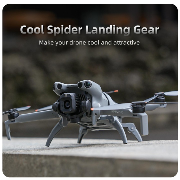 For DJI Mini 5 Pro Sunnylife Landing Gear Heightened Spider Gears Extensions Support Leg Protector (Gray-orange)