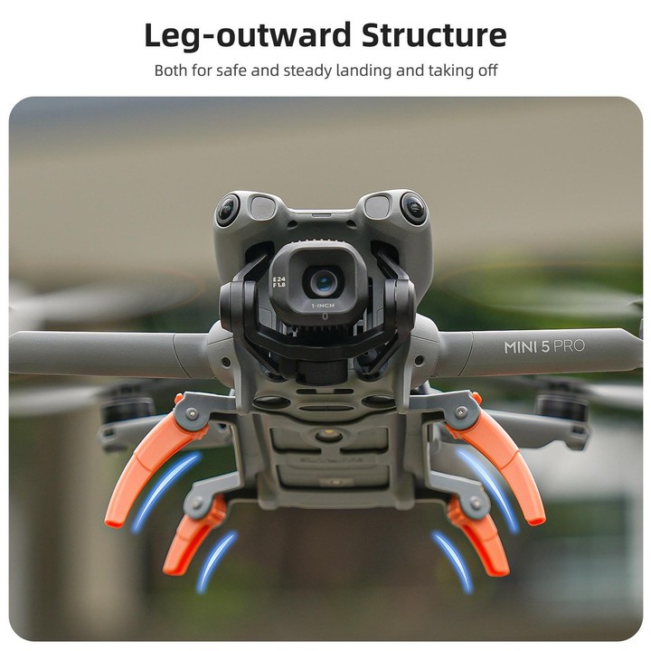 For DJI Mini 5 Pro Sunnylife Landing Gear Heightened Spider Gears Extensions Support Leg Protector (Gray-orange)