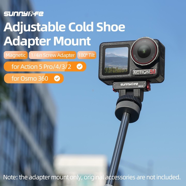 Sunnylife AD118 Sunnylife Cold Shoe Magnetic Quick Release Adapter Mount 1/4 180 Tilt Adjustable Selfie Stick Adapter Stand For