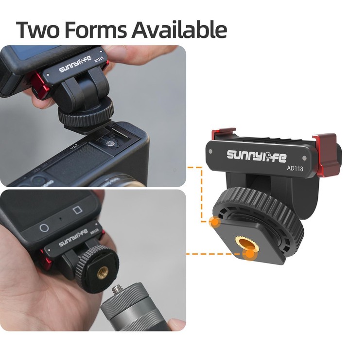 Sunnylife AD118 Sunnylife Cold Shoe Magnetic Quick Release Adapter Mount 1/4 180 Tilt Adjustable Selfie Stick Adapter Stand For
