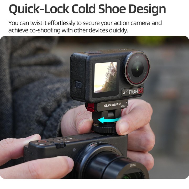 Sunnylife AD118 Sunnylife Cold Shoe Magnetic Quick Release Adapter Mount 1/4 180 Tilt Adjustable Selfie Stick Adapter Stand For