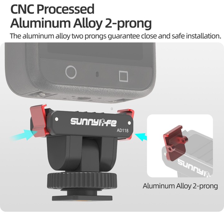 Sunnylife AD118 Sunnylife Cold Shoe Magnetic Quick Release Adapter Mount 1/4 180 Tilt Adjustable Selfie Stick Adapter Stand For