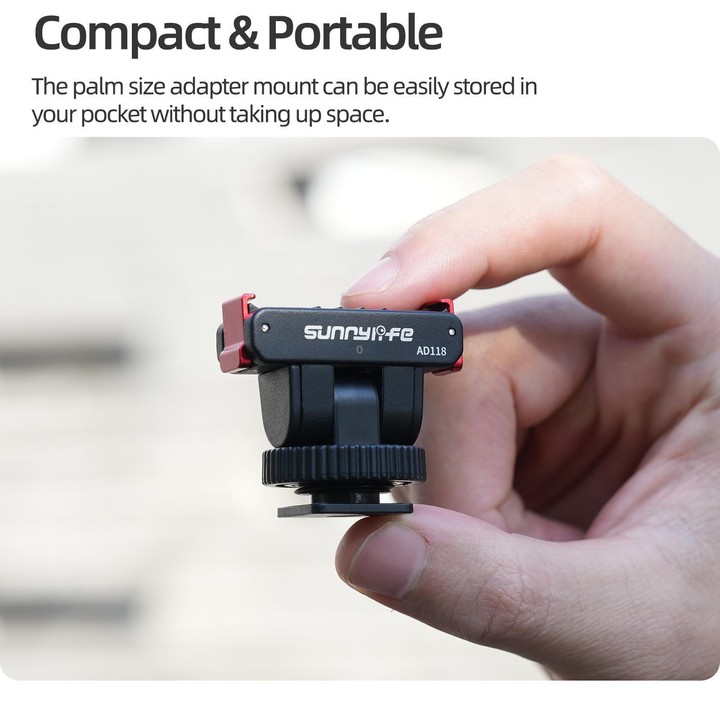 Sunnylife AD118 Sunnylife Cold Shoe Magnetic Quick Release Adapter Mount 1/4 180 Tilt Adjustable Selfie Stick Adapter Stand For