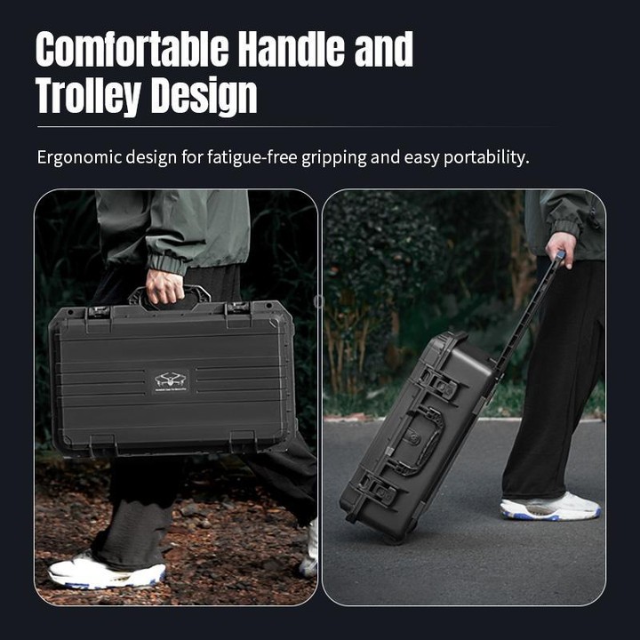 Portable Box Sealed Waterproof Trolley Suitcase For DJI Mavic 4 Pro / Mavic 3 / Air 3 (Black)