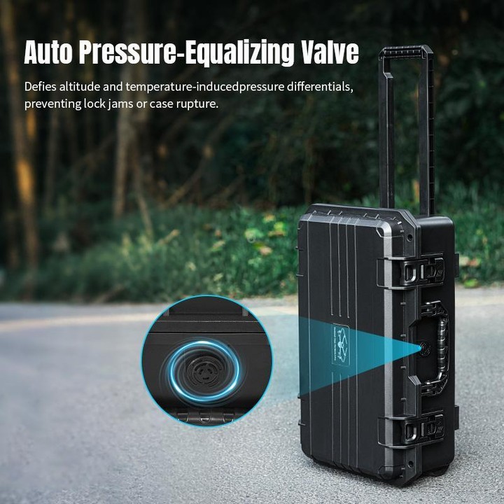 Portable Box Sealed Waterproof Trolley Suitcase For DJI Mavic 4 Pro / Mavic 3 / Air 3 (Black)