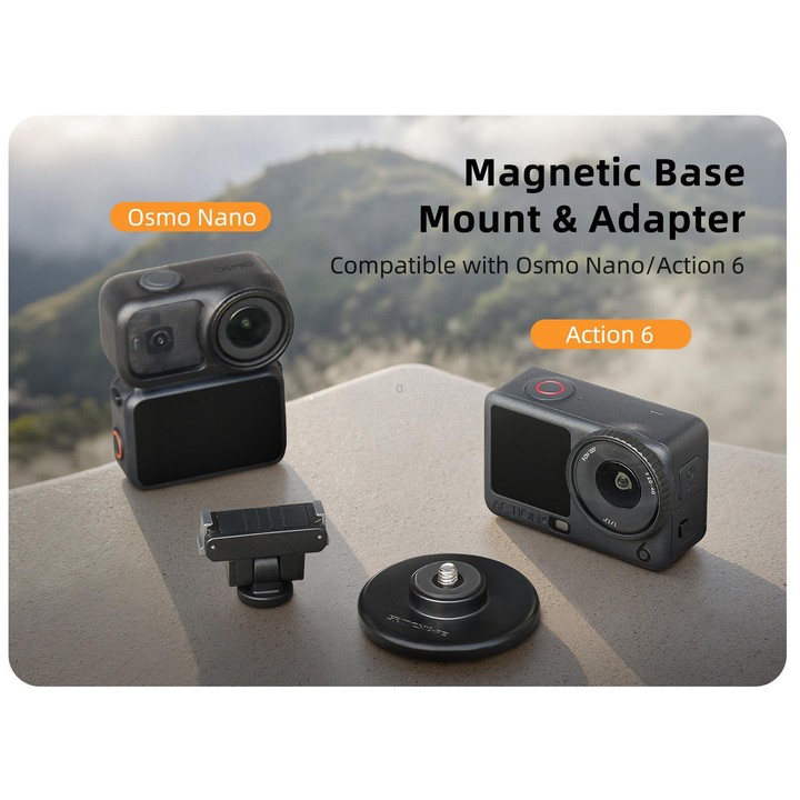 Sunnylife Quick-Release Dual-Direction Magnetic Base Mount 1/4 180 Tilt Adjustable Tabletop Base Bracket For DJI Osmo Nano / Act