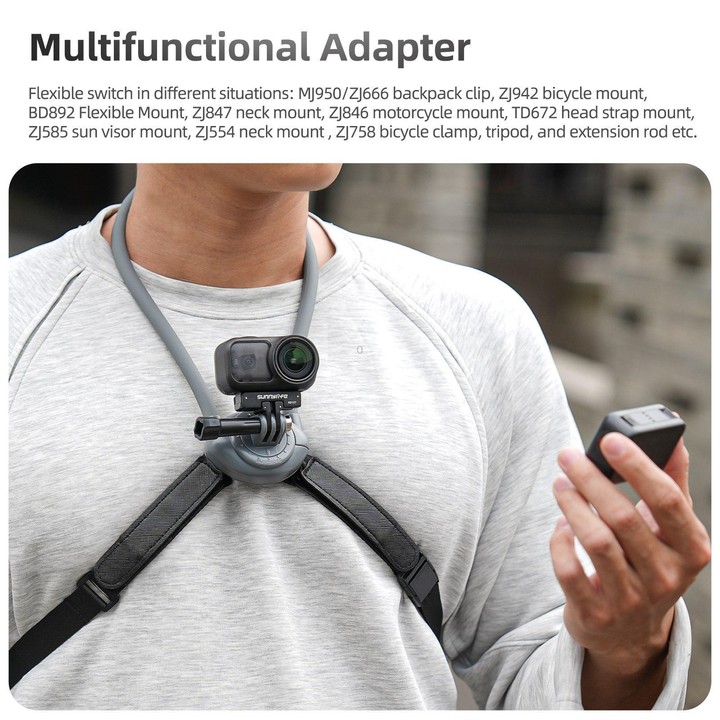 For DJI Osmo 360 Sunnylife Dual-Direction Magnetic Mount Quick-Release 1/4 Screw Foldable 2-prong Design Adapter Mount (Black)
