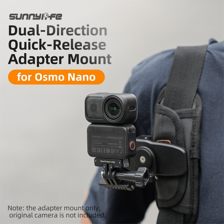 For DJI Osmo 360 Sunnylife Dual-Direction Magnetic Mount Quick-Release 1/4 Screw Foldable 2-prong Design Adapter Mount (Black)