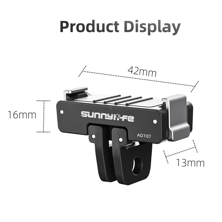 For DJI Osmo 360 Sunnylife Dual-Direction Magnetic Mount Quick-Release 1/4 Screw Foldable 2-prong Design Adapter Mount (Black)