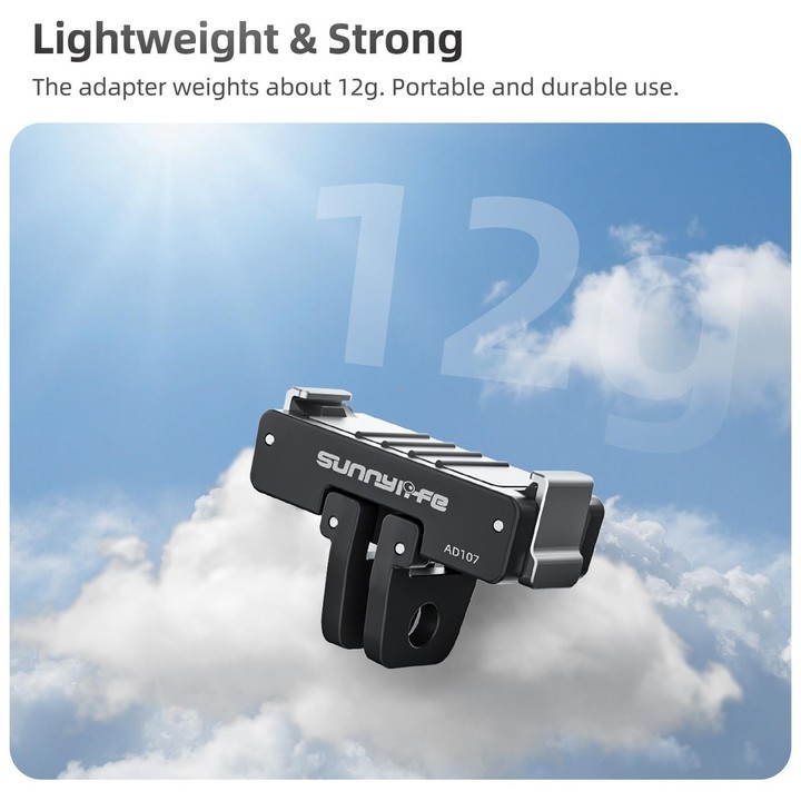 For DJI Osmo 360 Sunnylife Dual-Direction Magnetic Mount Quick-Release 1/4 Screw Foldable 2-prong Design Adapter Mount (Black)