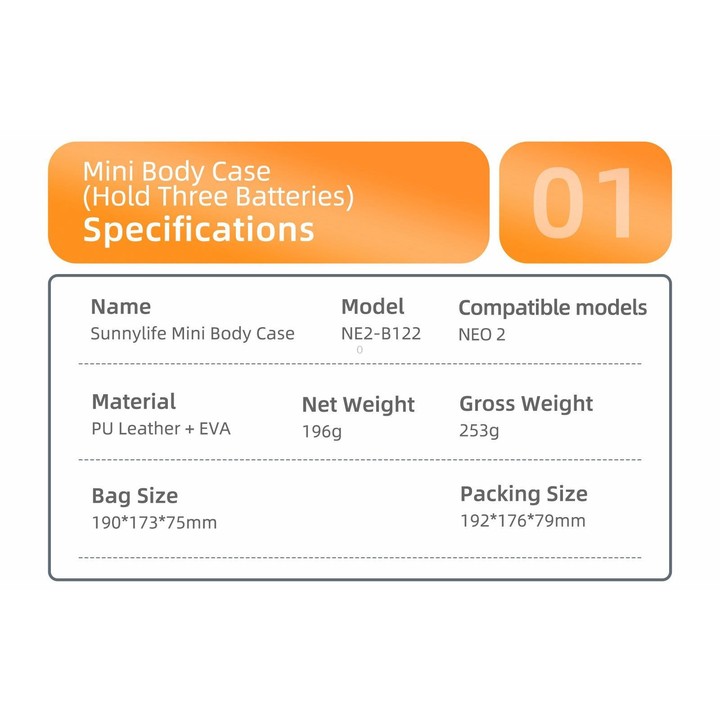 For DJI Neo 2 Sunnylife Portable Carrying Box Body Bag (Orange)