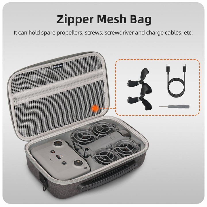 For DJI Neo 2 Sunnylife Portable Carrying Box Shoulder Bag Fly More Combo Bag (Grey)