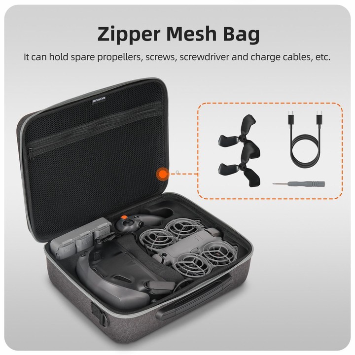 For DJI Neo 2 Sunnylife Portable Carrying Box Shoulder Bag Motion Fly More Combo Bag (Grey)