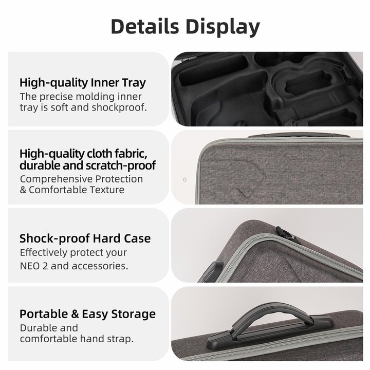 For DJI Neo 2 Sunnylife Portable Carrying Box Shoulder Bag Motion Fly More Combo Bag (Grey)