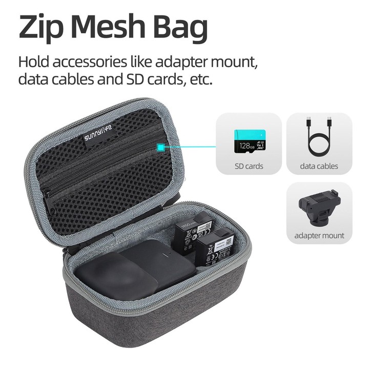 For DJI Osmo 360 Sunnylife Mini Travel Hard Storage Box Bag (Grey)