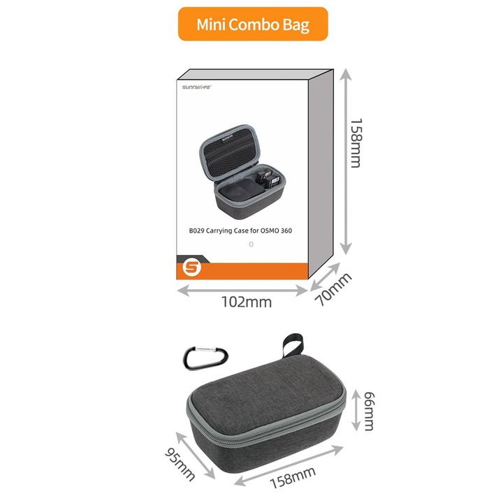 For DJI Osmo 360 Sunnylife Mini Travel Hard Storage Box Bag (Grey)