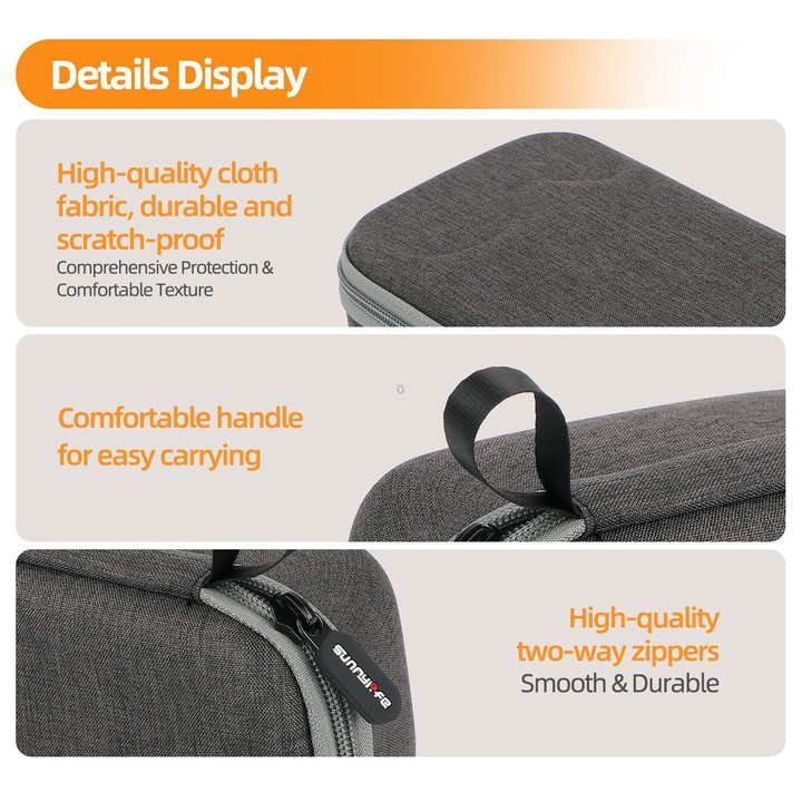 For DJI Osmo 360 Sunnylife Standard Travel Hard Storage Box Expansion Handbag (Grey)