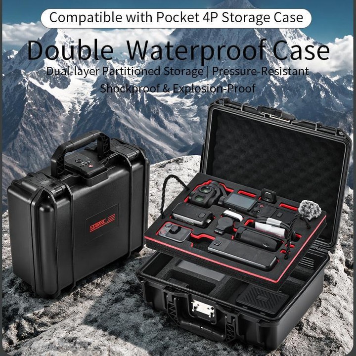 For DJI Osmo Pocket 4P STARTRC TSA Combination Lock Waterproof Dual-layer Suitcase Storage Box (Black)