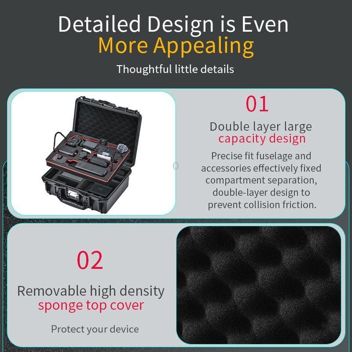 For DJI Osmo Pocket 4P STARTRC TSA Combination Lock Waterproof Dual-layer Suitcase Storage Box (Black)