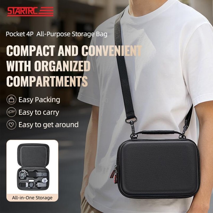 For DJI Osmo Pocket 4P STARTRC Portable Carrying Case Molded All-round Set Storage Bag (Black)