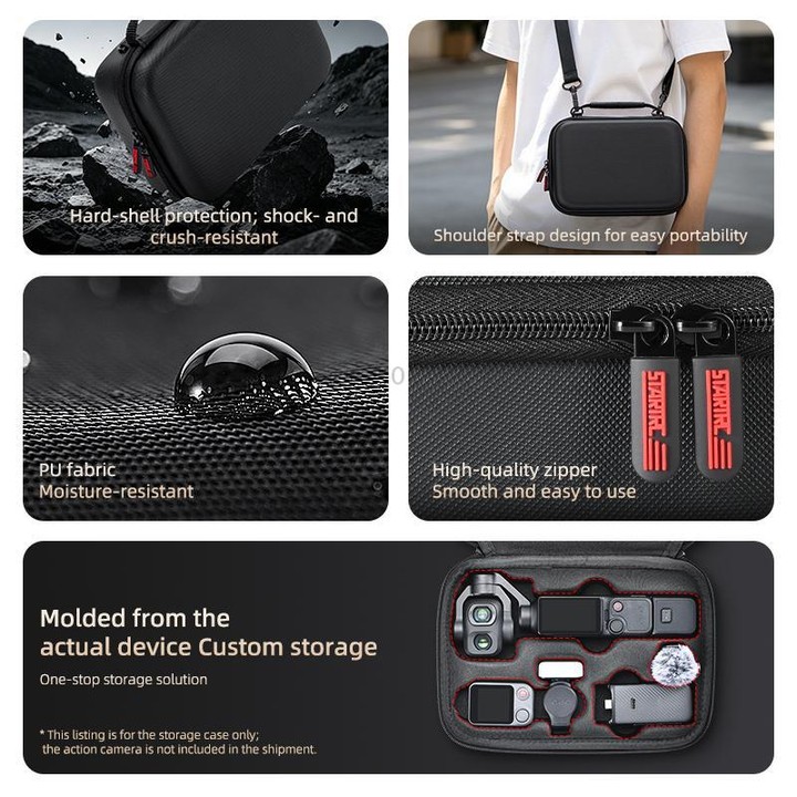 For DJI Osmo Pocket 4P STARTRC Portable Carrying Case Molded All-round Set Storage Bag (Black)
