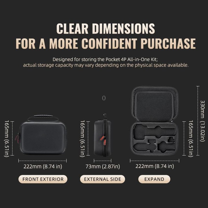 For DJI Osmo Pocket 4P STARTRC Portable Carrying Case Molded All-round Set Storage Bag (Black)